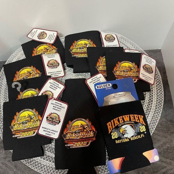 Daytona Beach Bike Week 2020 Koozies Set of 9 NWT - Picture 1 of 6